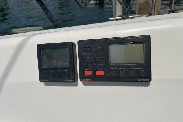 Slide: The Image of Autopilot and navigation instruments on a 1990 Catalina 42 sailboat. - 26
