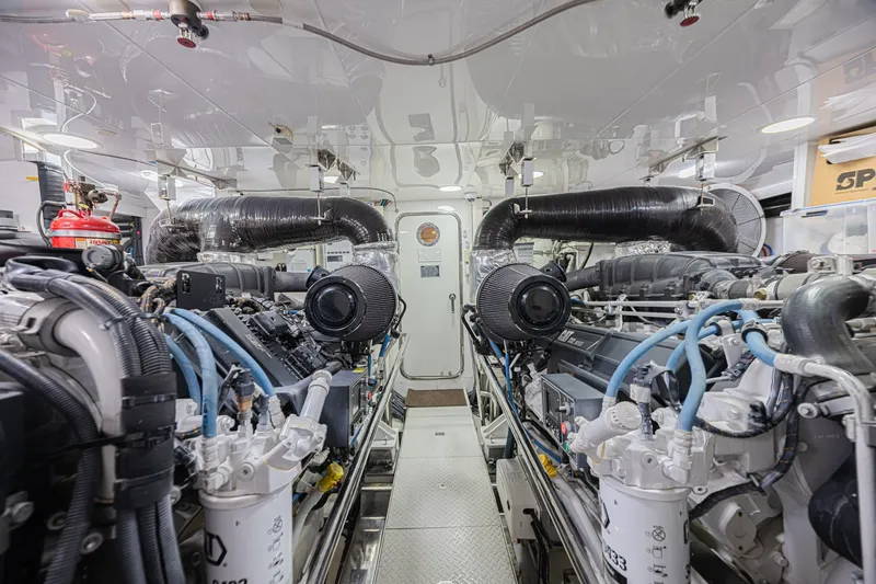 Slide: The Image of Engine room of 2016 Ocean Alexander 100 Skylounge Megayacht, showcasing advanced machinery and systems. - 41