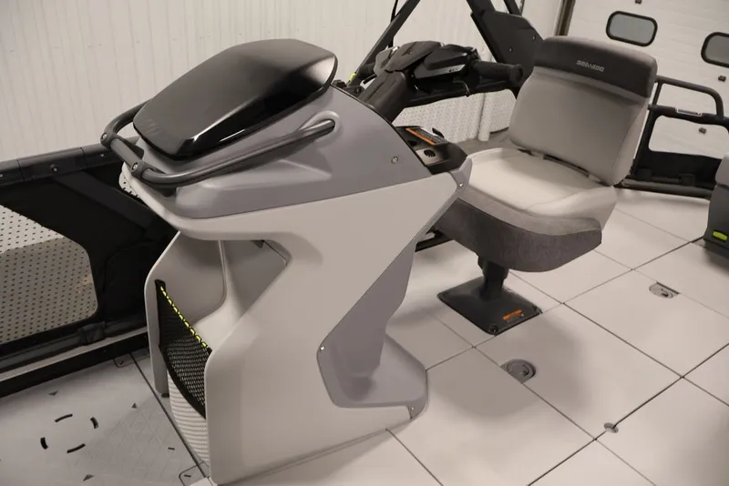 Slide: The Image of 2027 Sea-Doo Switch Cruise 21 interior with modern helm and seating. - 18