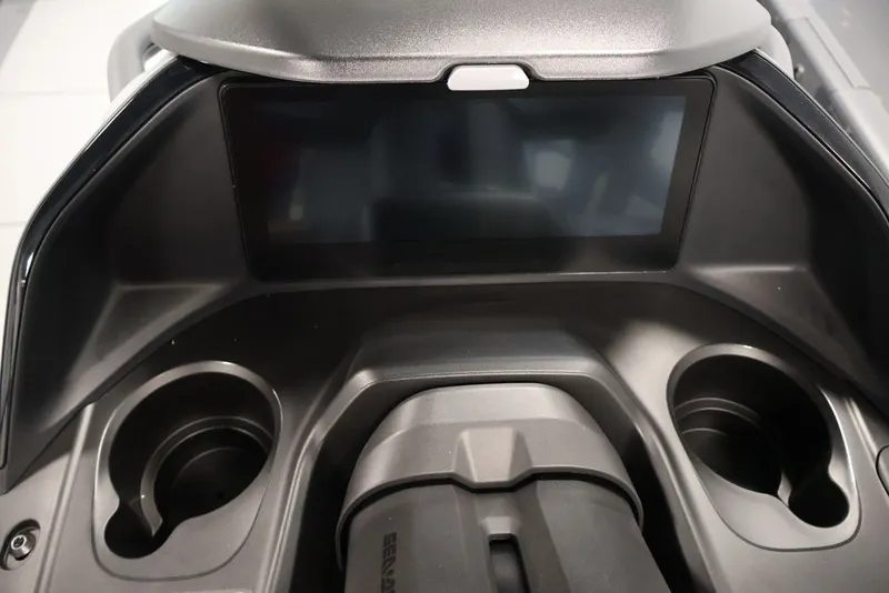 Slide: The Image of Dashboard of 2027 Sea-Doo Switch Cruise 21 with cup holders and display screen. - 23