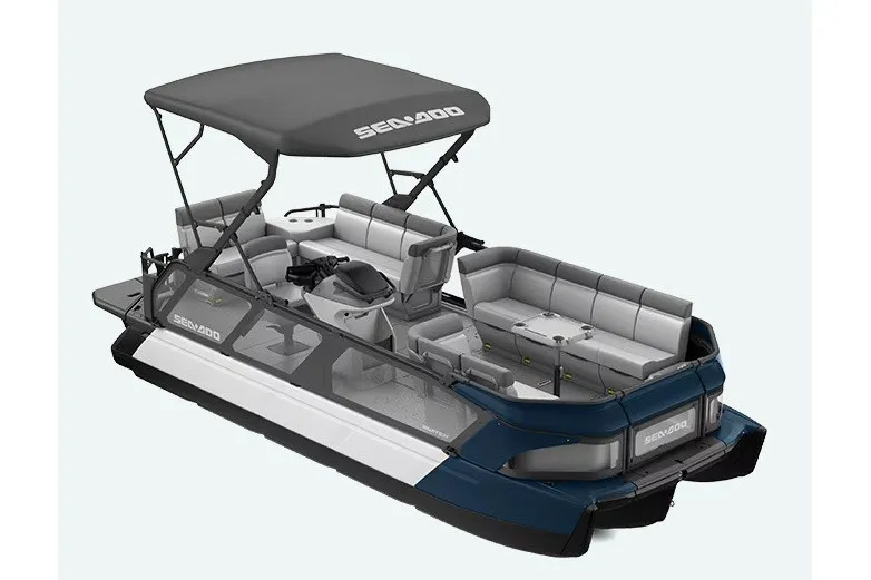 The Image of 2027 Sea-Doo Switch Cruise 21 pontoon boat with canopy and spacious seating. - 1