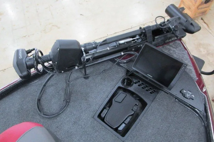 Slide: The Image of 2026 Nitro Z21 XL Pro boat deck with Garmin trolling motor and control panel. - 5