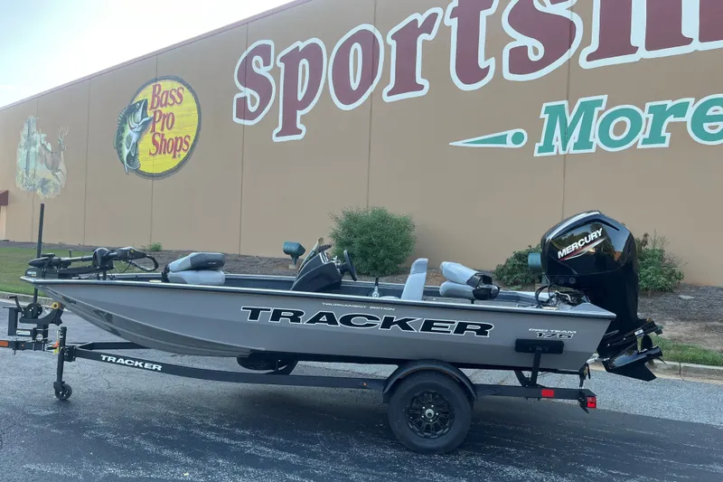 The Image of 2027 Tracker Pro Team 175 boat outside Bass Pro Shops store. - 0