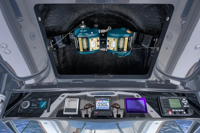 Slide: The Image of Valhalla V-41 2021 boat dashboard with advanced navigation and control systems. - 64