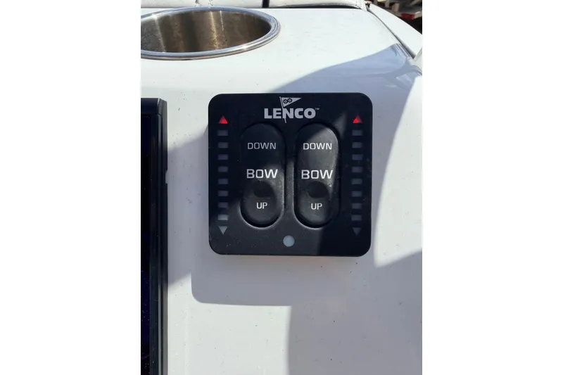 Slide: The Image of Lenco trim tab control panel on 2022 Beavertail Skiffs Mosquito 18'. - 12
