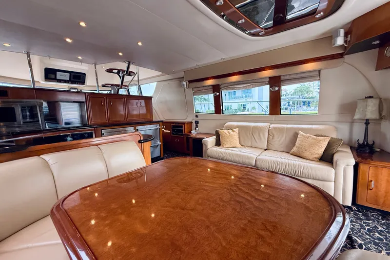 Slide: The Image of Luxurious interior of a 2005 Carver 56 Voyager yacht with elegant furnishings. - 23