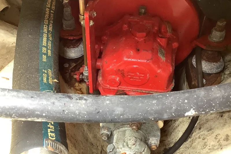 Slide: The Image of Red engine component of a 1975 Halberg Rassey P-28 boat. - 19