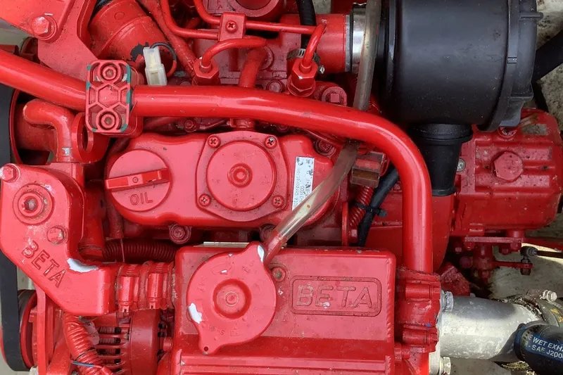 Slide: The Image of Red Beta marine engine in a 1975 Halberg Rassey P-28 sailboat. - 18