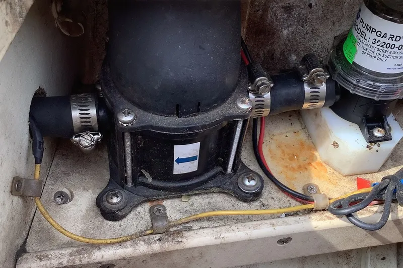 Slide: The Image of Close-up of a Halberg Rassey P-28 boat pump system, model year 1975. - 22