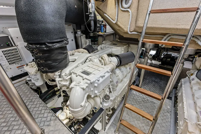 Slide: The Image of Engine room of 2024 Ferretti Yachts 860, featuring advanced machinery and equipment. - 110