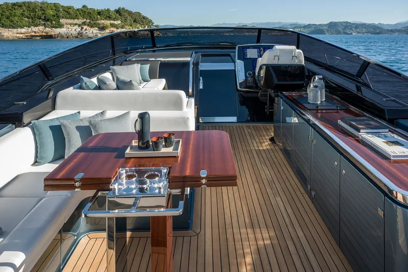 Slide: The Image of Luxurious 2027 Riva 56' Rivale yacht interior with elegant seating and modern amenities. - 7