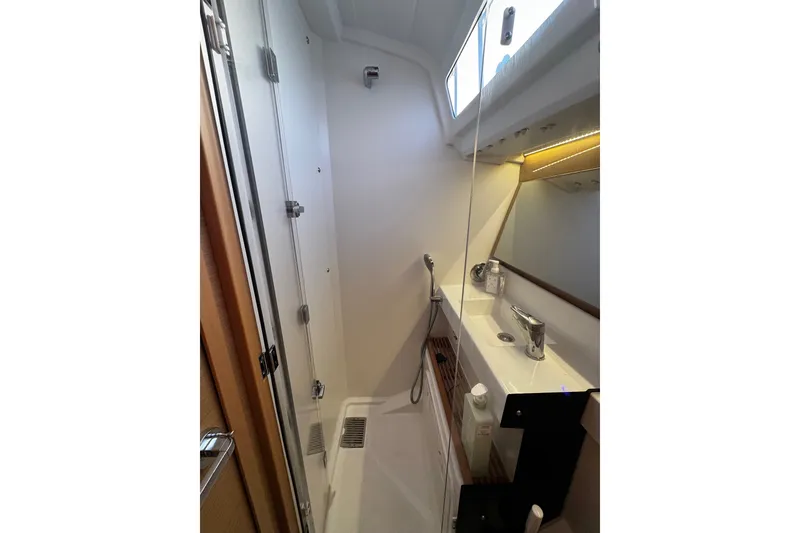 Slide: The Image of Modern bathroom interior on 2022 Jeanneau Sun Odyssey 440 yacht. - 15