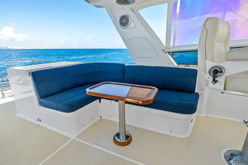 Slide: The Image of Luxurious seating area on 2005 Grand Banks 72 Aleutian RP yacht with ocean view. - 158