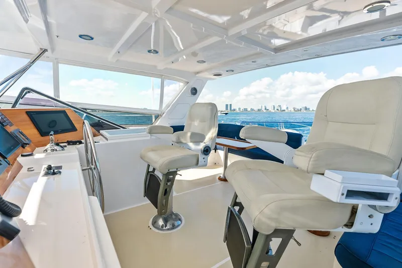 Slide: The Image of Interior of 2005 Grand Banks 72 Aleutian RP yacht with helm and seating. - 162