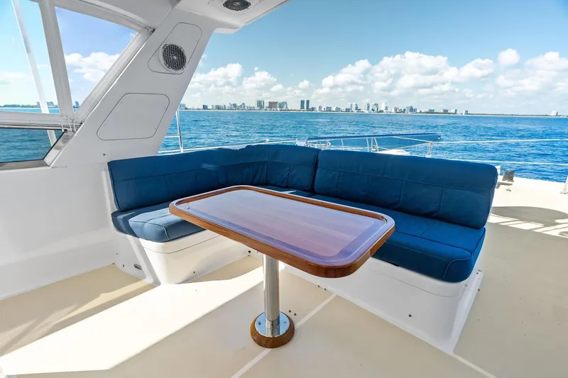 Slide: The Image of Luxurious seating area on 2005 Grand Banks 72 Aleutian RP yacht with ocean view. - 163