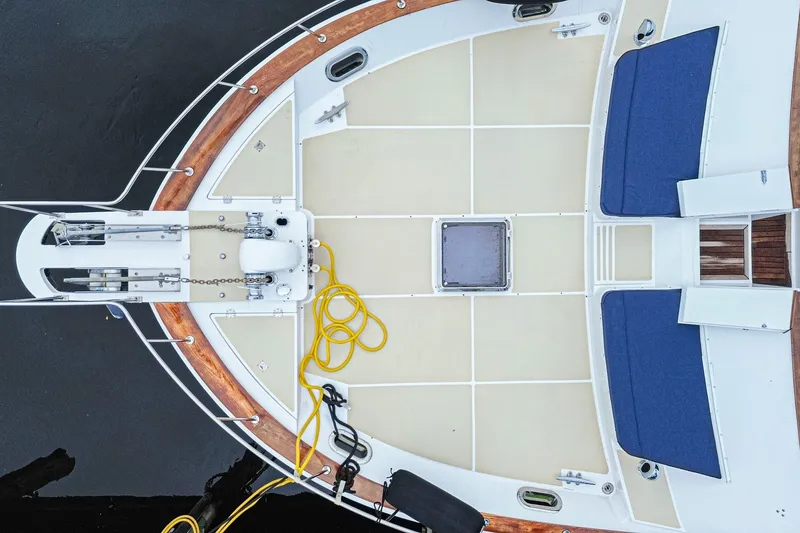 Slide: The Image of Overhead view of 2005 Grand Banks 72 Aleutian RP yacht deck with seating and equipment. - 5