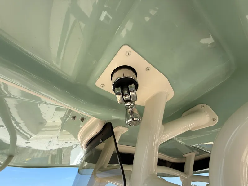 Slide: The Image of Close-up of a boat roof with a mount and glass cover. - 17