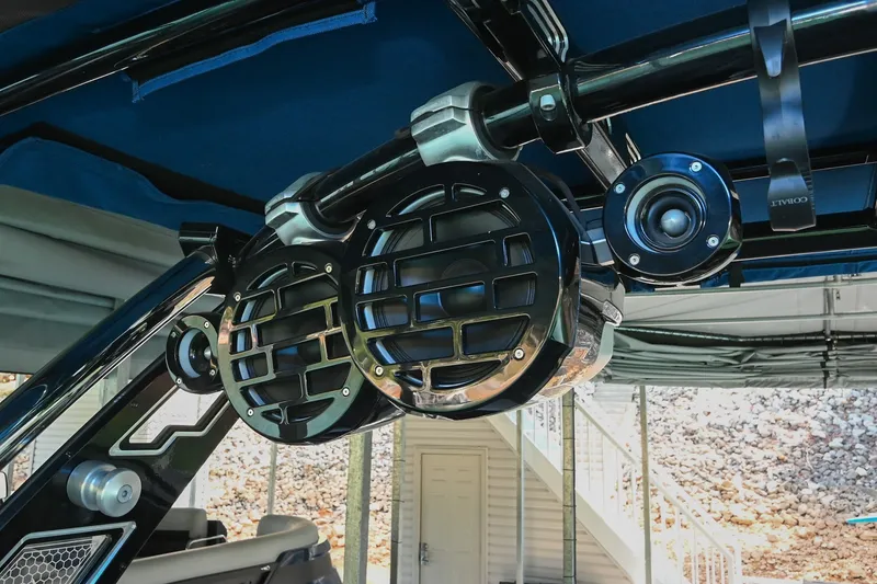 Slide: The Image of 2022 Cobalt R8 Surf boat speakers and audio system detail. - 15