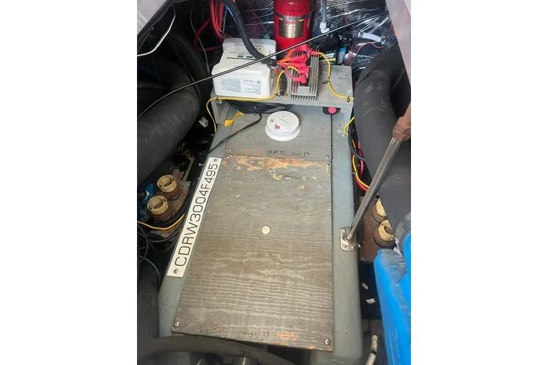 Slide: The Image of Engine compartment of a 1995 Carver 355 Aft Cabin Motor Yacht. - 28
