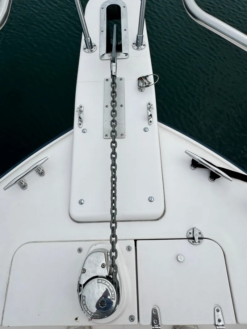 Slide: The Image of Bow of a boat with anchor chain and windlass. - 17