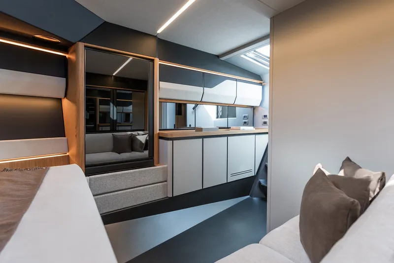 Slide: The Image of Modern interior of 2027 Wally wallypower50 yacht with sleek design and luxurious furnishings. - 25