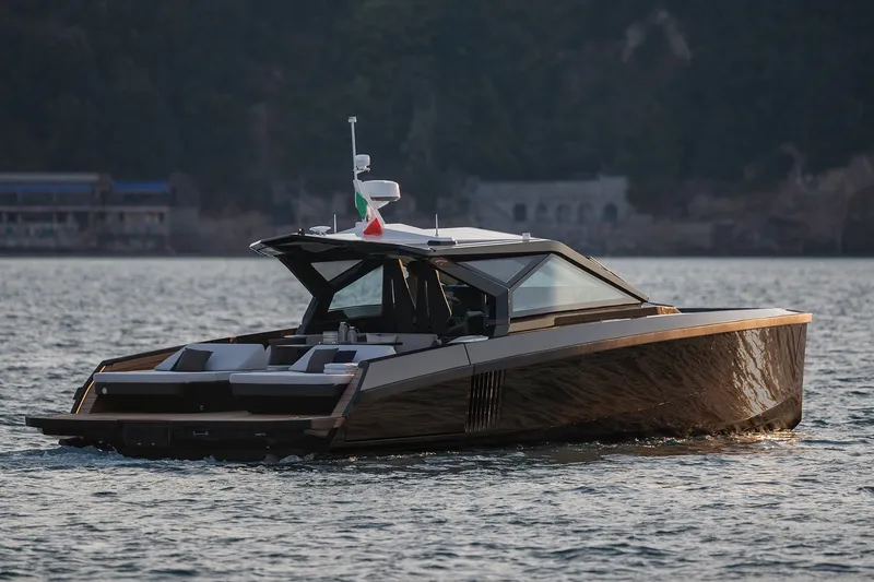 Slide: The Image of 2027 Wally wallypower50 yacht cruising on serene waters, showcasing sleek design and luxury. - 1