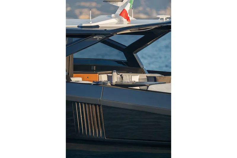 Slide: The Image of Luxury Wally wallypower50 yacht, 2027 model, sleek design, docked on calm waters. - 20