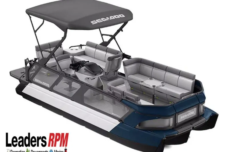 The Image of 2026 Sea-Doo Switch Cruise 21 pontoon boat with spacious seating and canopy. - 1