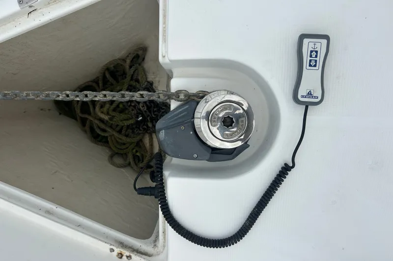 Slide: The Image of Anchor windlass system on a 2009 Beneteau 343 sailboat deck. - 34
