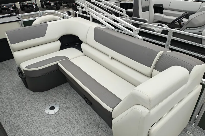 Slide: The Image of Luxurious seating on 2027 Sun Tracker Fishin' Barge 22 XP3 pontoon boat. - 17