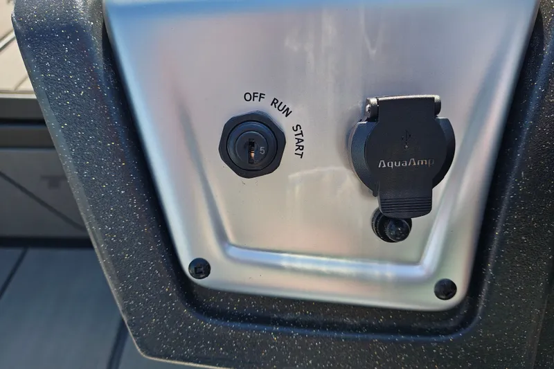 Slide: The Image of Boat ignition panel with key slot and USB port, Tracker Pro 170, 2027 model. - 16