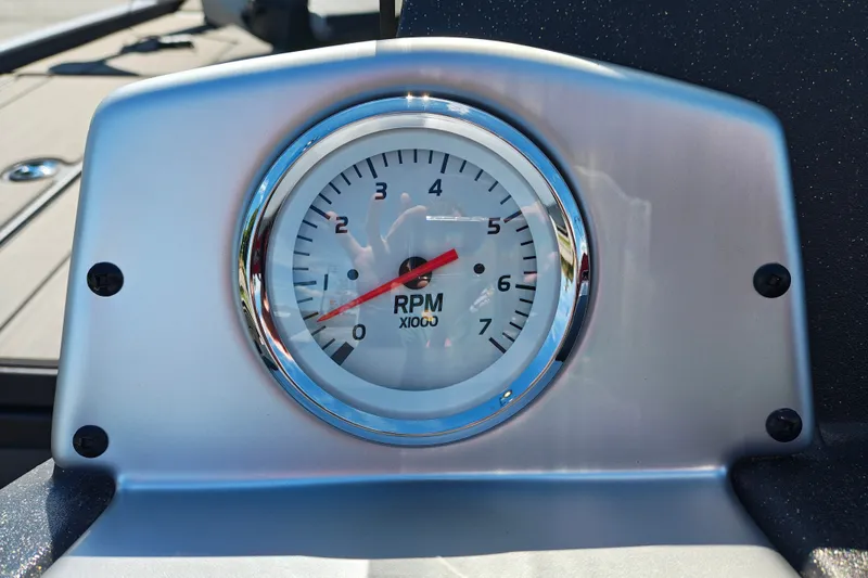 Slide: The Image of Tachometer on 2027 Tracker Pro 170 boat dashboard, displaying RPM gauge. - 14