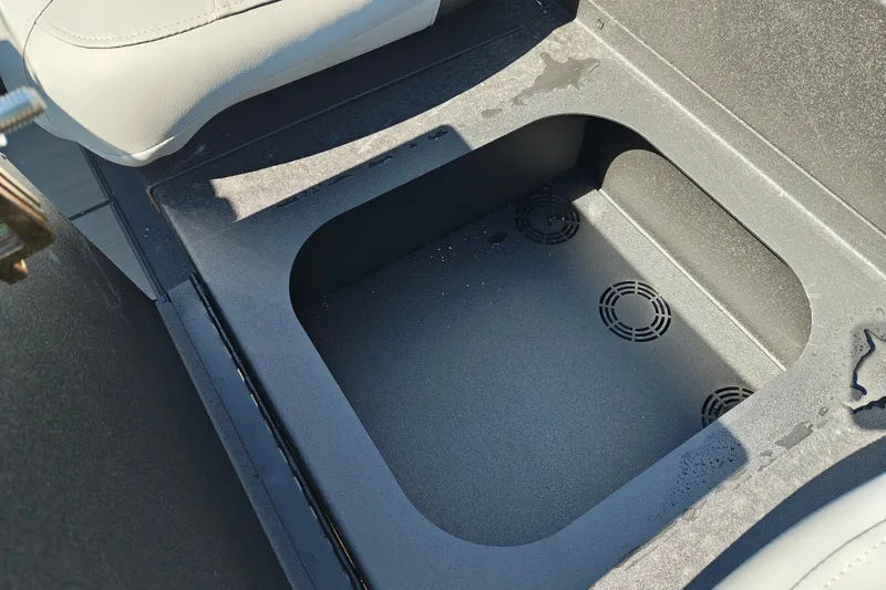 Slide: The Image of Interior view of 2027 Tracker Pro 170 boat's storage compartment. - 27