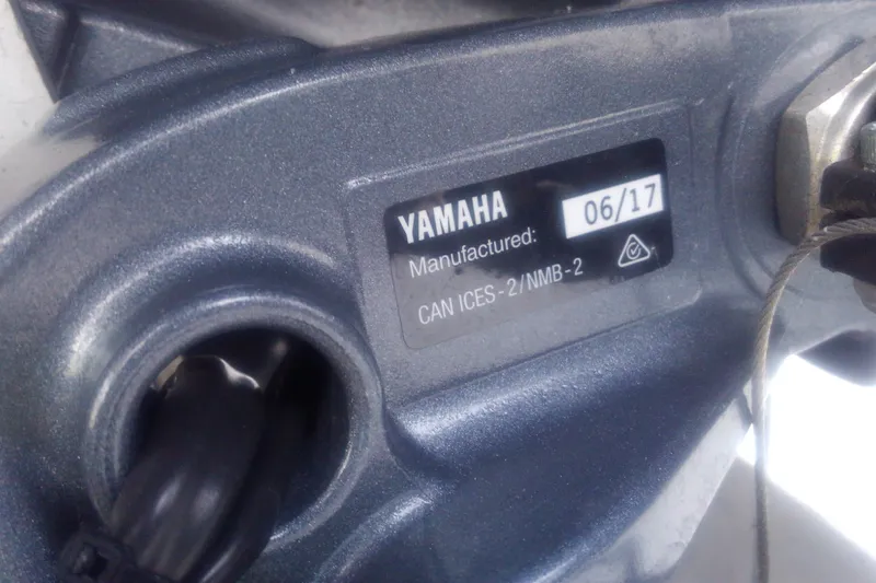 Slide: The Image of Yamaha engine label on 2018 Cobia 220 Center Console, manufactured June 2017. - 19