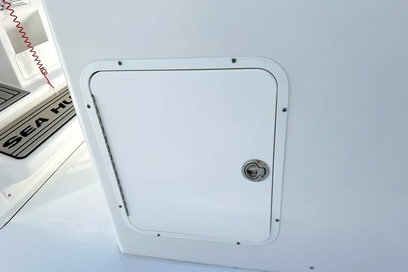 Slide: The Image of 2026 Sea Hunt Gamefish 30CB boat hatch with secure lock and sleek design. - 20
