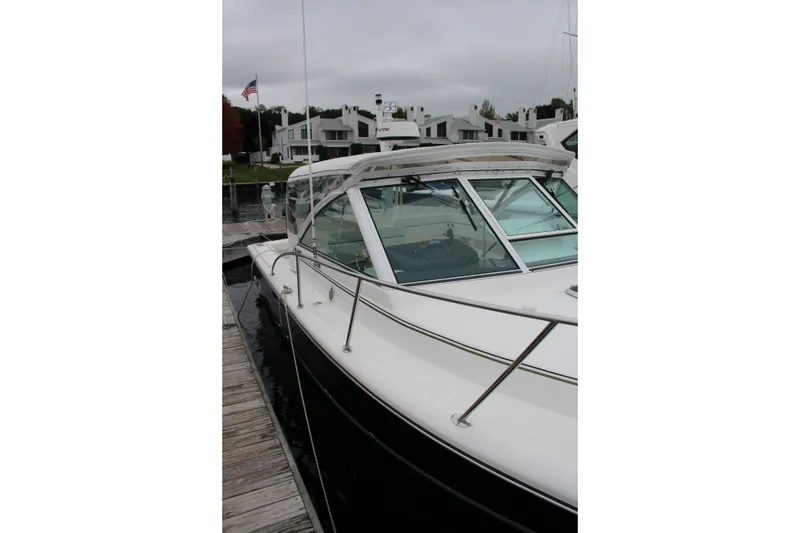 Slide: The Image of 2001 Tiara Yachts 2900 Coronet docked, showcasing sleek design and modern features. - 36
