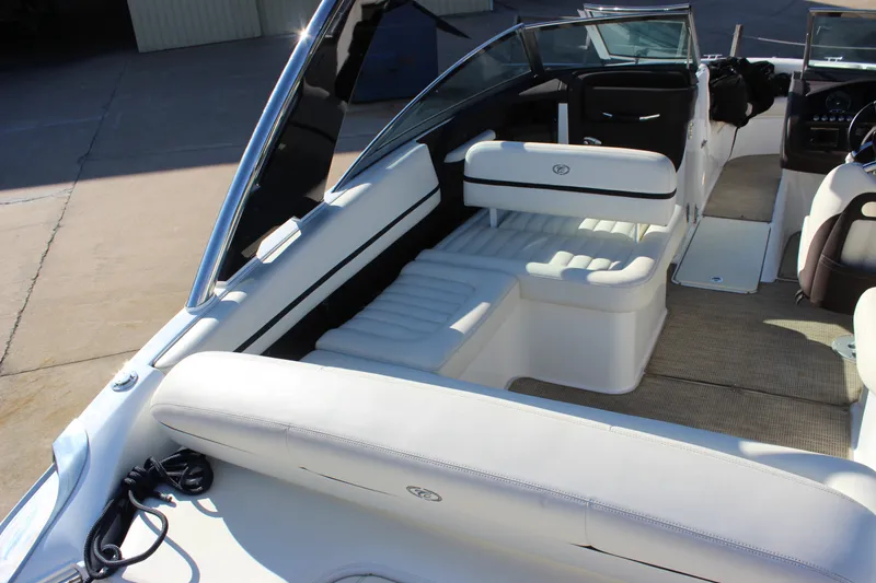 Slide: The Image of 2016 Cobalt R5 WSS boat interior with white seating and sleek design. - 11