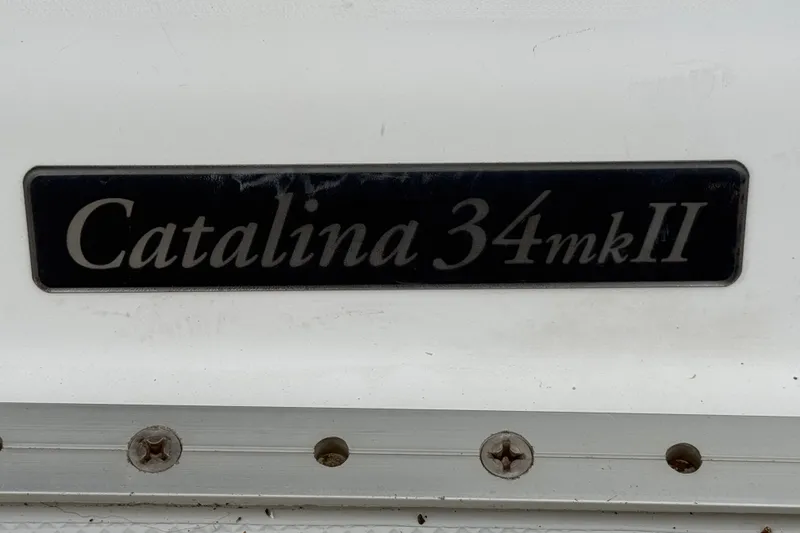 Slide: The Image of Catalina 34 MkII 2007 model nameplate on a boat hull. - 5