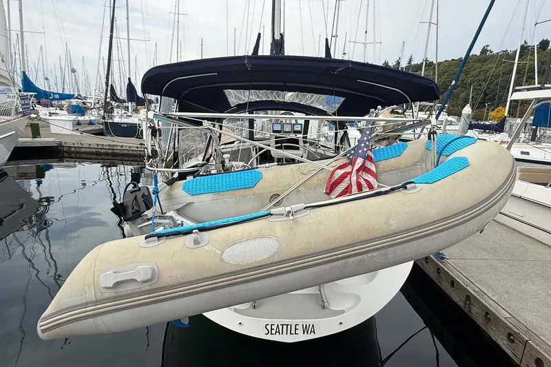 Slide: The Image of 2007 Catalina 34 MkII sailboat docked with inflatable dinghy, Seattle marina. - 30