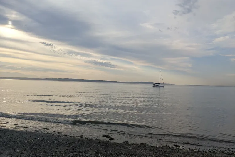 Slide: The Image of Sailboat Catalina 34 MkII 2007 on calm sea under cloudy sky. - 10