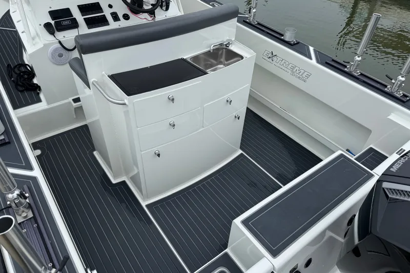 Slide: The Image of 2021 Extreme Boats 745 Center Console 24' interior with sleek design and modern amenities. - 9