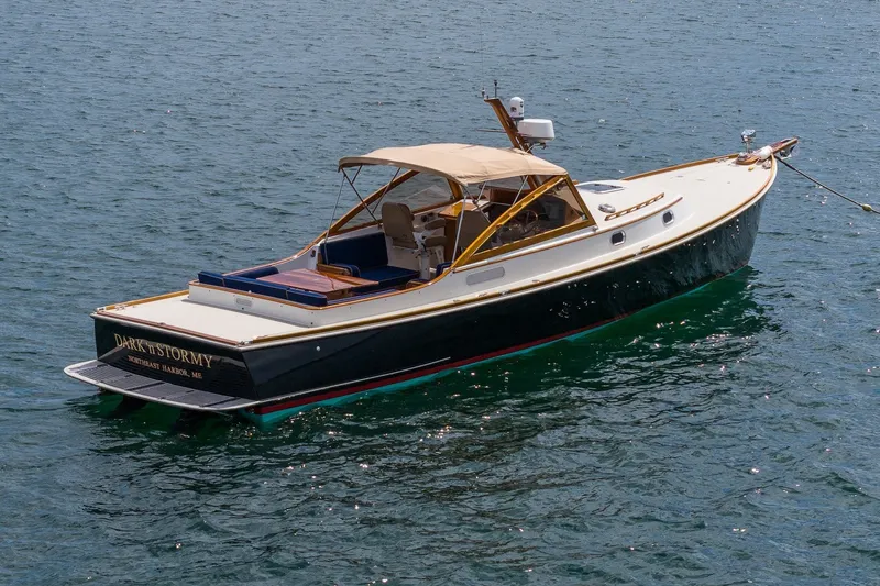 The Image of 2000 CH Marine 38 Runabout boat on water, named "Dark n Stormy." - 0