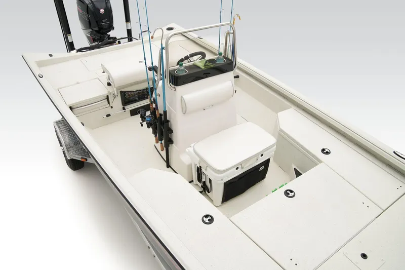 Slide: The Image of Manufacturer Provided Image: Manufacturer Provided Image: 2025 Ranger RB190 boat interior with fishing rods and seating, showcasing spacious design and functionality. - 44
