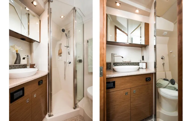 Slide: The Image of Manufacturer Provided Image: 2014 Cruisers Yachts 45 Cantius bathroom with modern fixtures and glass shower. - 18