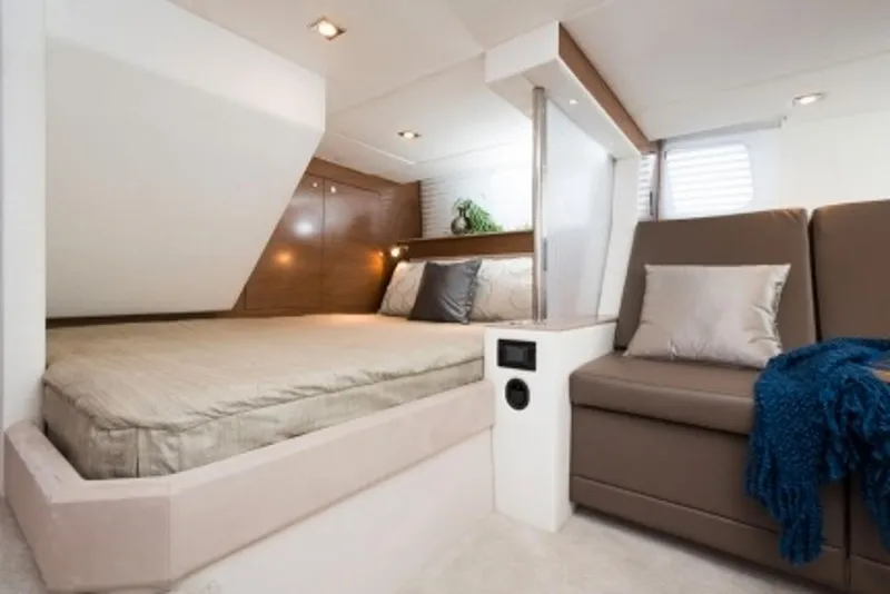 Slide: The Image of Manufacturer Provided Image: Luxurious bedroom interior of 2014 Cruisers Yachts 45 Cantius with modern design. - 14