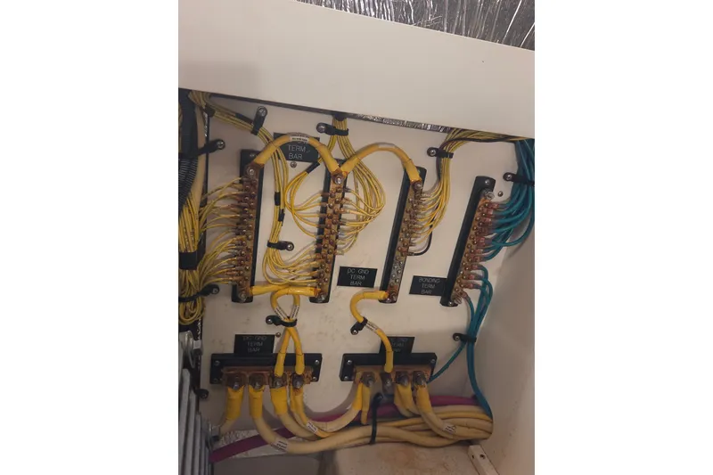 Slide: The Image of Electrical wiring panel on a 2014 Cruisers Yachts 45 Cantius boat. - 36