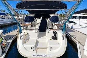 Slide: The Image of 1996 Hunter 376 sailboat docked in Wilmington, CA marina. - 2
