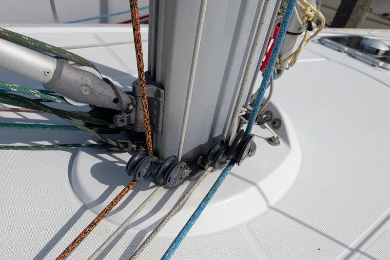 Slide: The Image of Close-up of rigging on a 2006 Jeanneau Sun Odyssey 45 sailboat. - 17