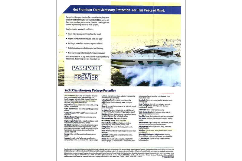 Slide: The Image of 2022 Cruisers Yachts 54 Cantius brochure featuring premium yacht accessory protection details. - 86