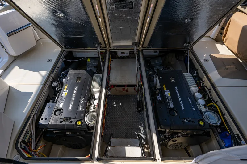 Slide: The Image of Engine compartment of 2020 Ranger Tugs R-41 CB with dual Volvo Penta IPS 400 engines. - 45